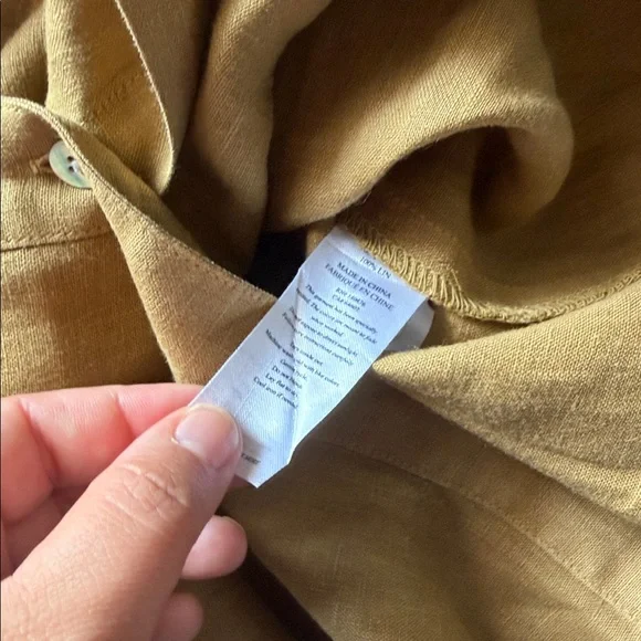 Faherty Laguna linen sleeveless shirt dress with tie belt size XS mustard color - Picture 5 of 5